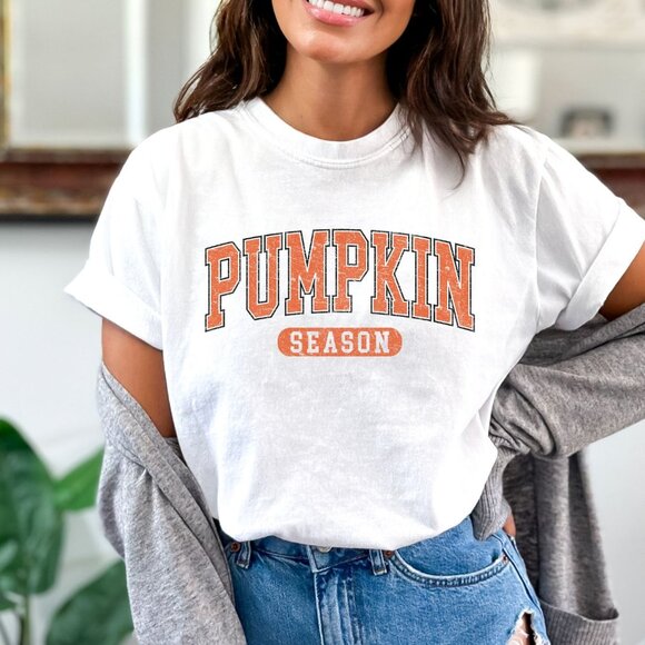 NEW Fall Pumpkin Season Halloween Thanksgiving Graphic Tee Shirt Comfort Colors - Picture 2 of 5